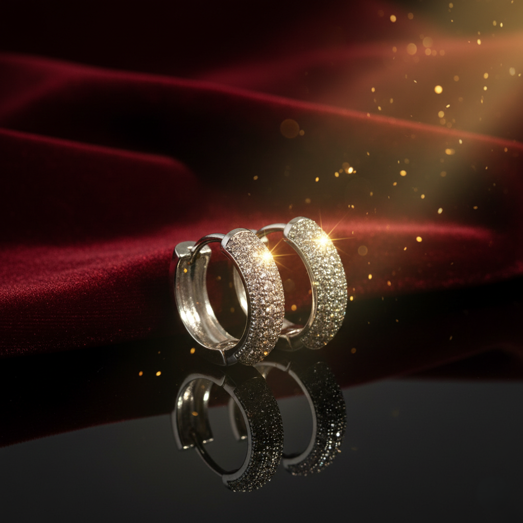 Multi Row Zircon Earrings - Silver